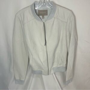 Banana Republic Cream Textured Pebbled Full Zip Up Bomber Jacket Size Small